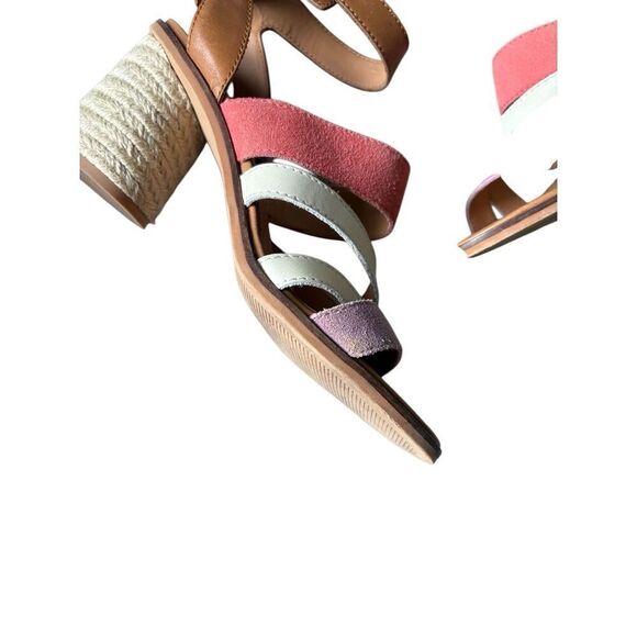 FRYE Adjustable Ankle Strap Heeled Sandals Leiah Brown Peach 9 Open Toe Leather - Picture 12 of 13